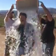 You can't tell, but that's Nick Offerman getting doused with ice water (Screengrab: Offerman Woodshop/Facebook)